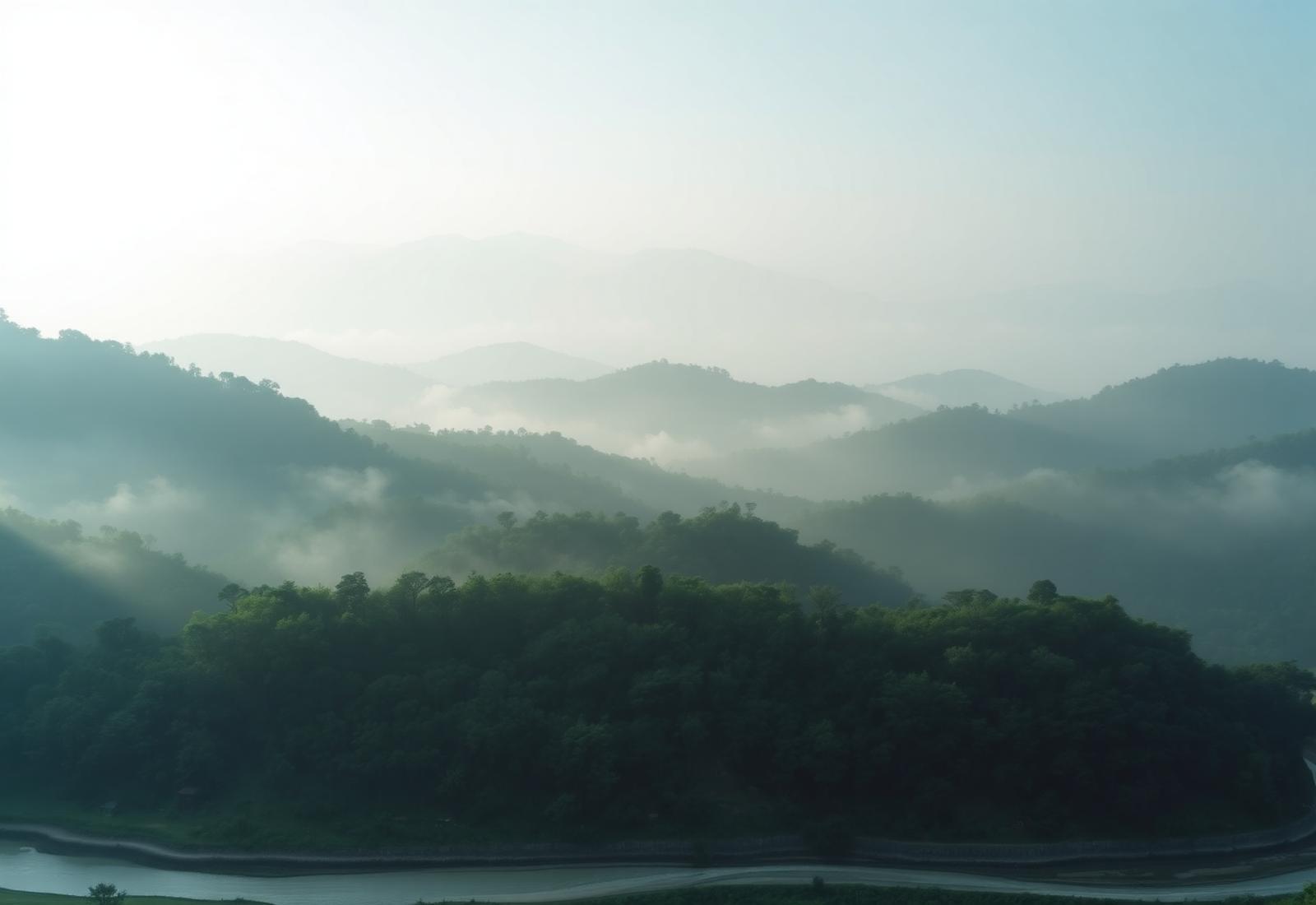 Forested landscape in the Himalayan foothills